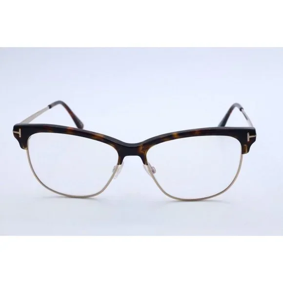 Authentic Tom Ford TF 5546-B 052 Half Rim Havana Eyeglasses Clear Lenses 54mm